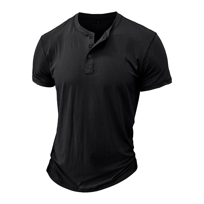 Herrer Henley-T-shirt med knaplukning og moderne pasform Stilla