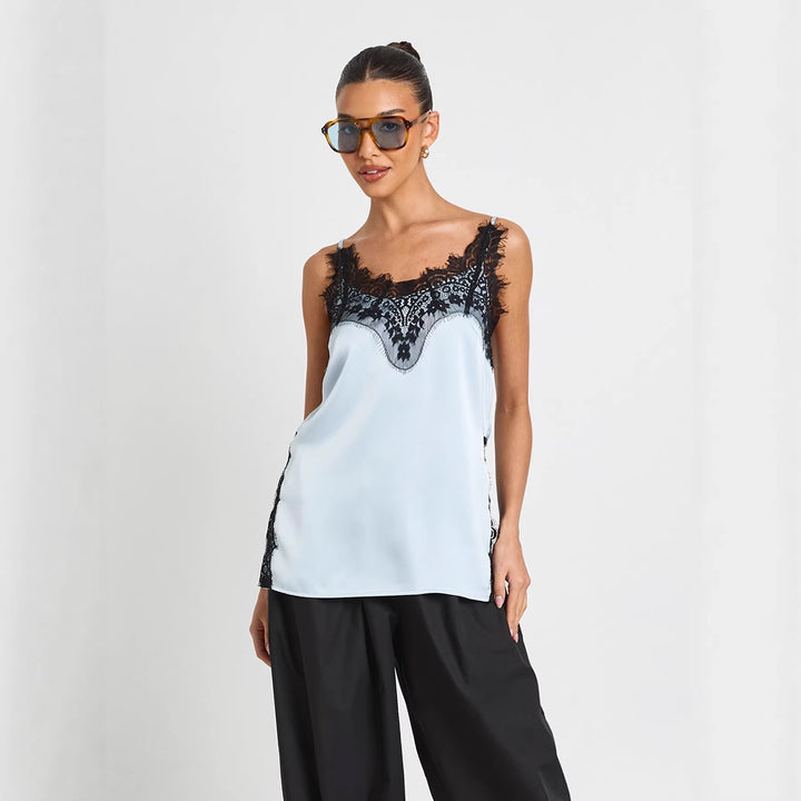 Dame Satin Cami med spidsdetaljer Skovae