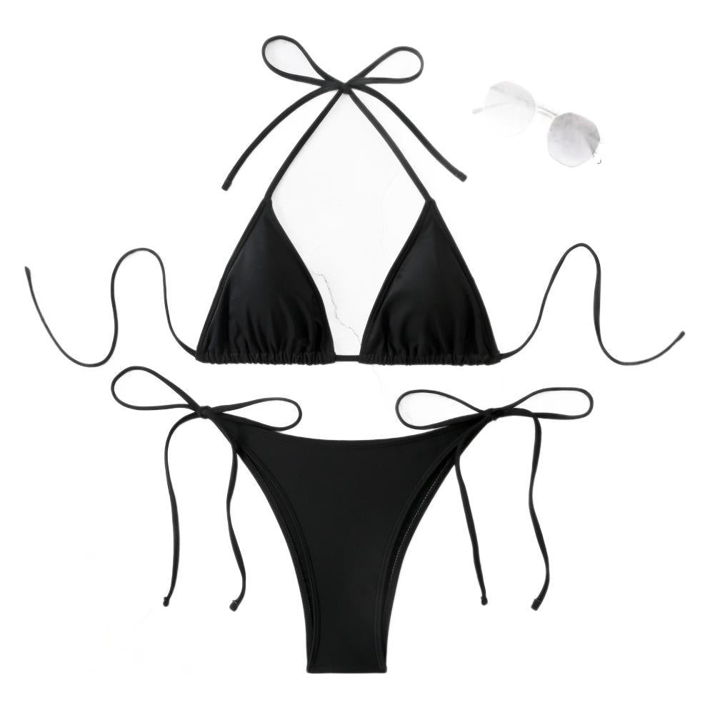 Femme justerbart trekants-bikini-sæt med sidelæns båndlukning Stilla