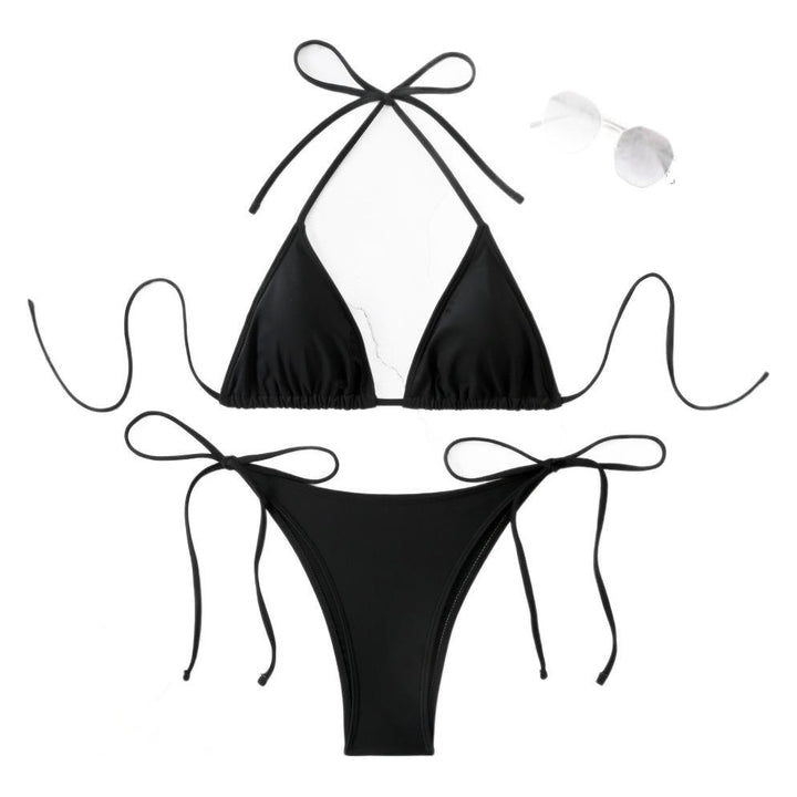 Femme justerbart trekants-bikini-sæt med sidelæns båndlukning Stilla