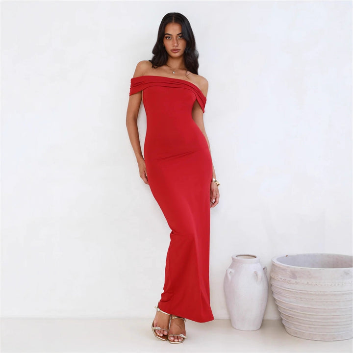 Dame Elegant Maxikjole med Off-Shoulder snit og figursyet pasform Skovae