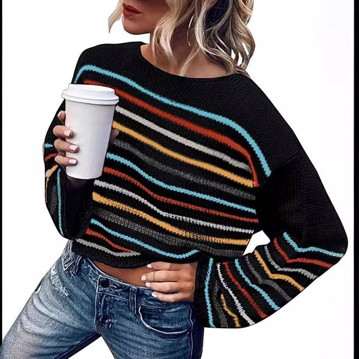 Dame stribet, afslappet sweater Stilla
