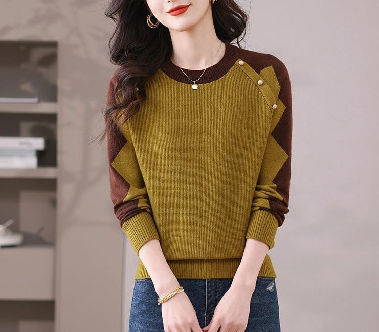 Dame casual sweater med iøjnefaldende applikationer Stilla