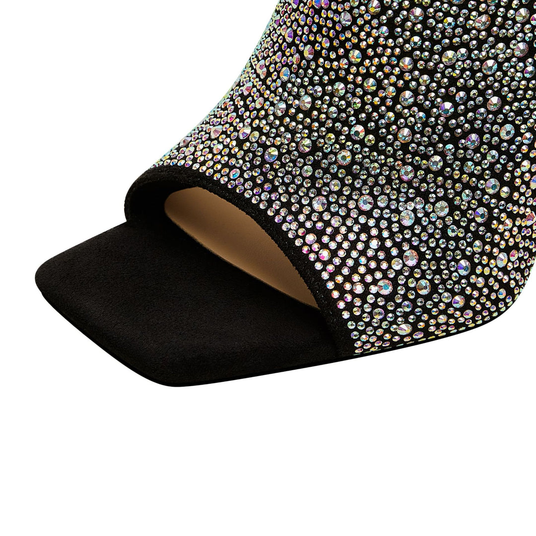 Femme Åben- tå Krystal- Besatte Slide Mules Stilla