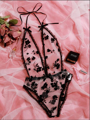 Dame Blomster Spids Mesh Body Stilla