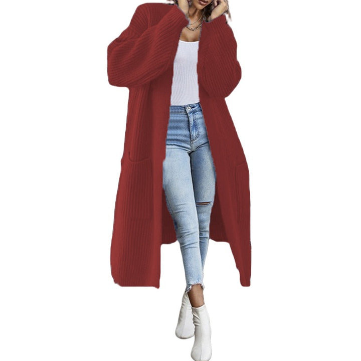 Kvinders chunky strikket cardigan med lommer og åben frontdesign Stilla