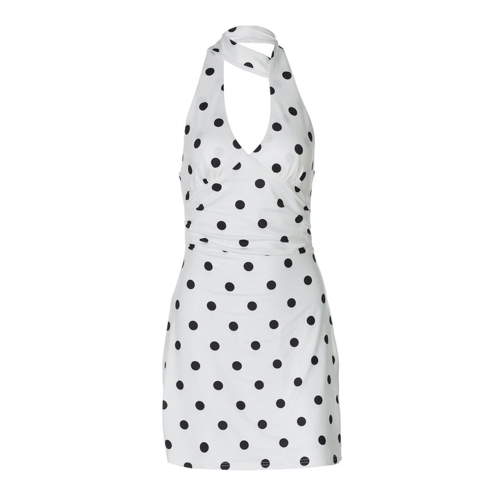 Dame Polka-Dots Wrap Kjole med dyb V-Udskæring og stilfulde Stropper Stilla