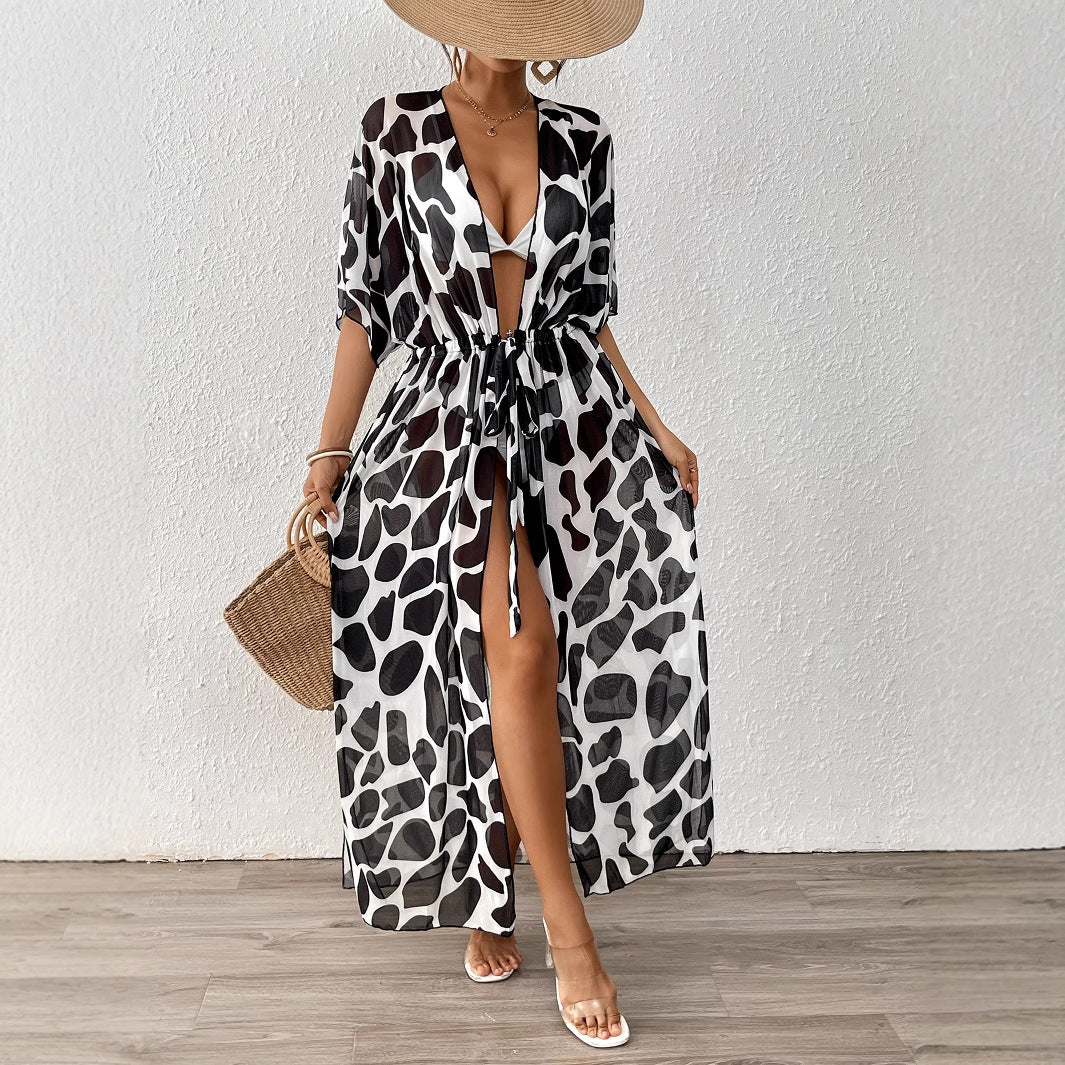 Dame elegant Kaftan med moderne dyremønster Stilla