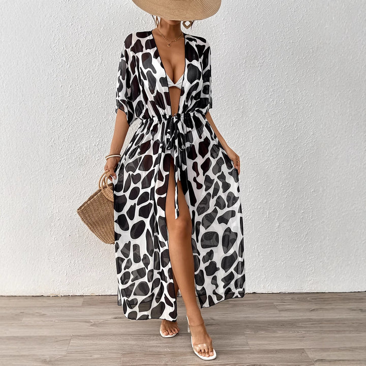Dame elegant Kaftan med moderne dyremønster Stilla