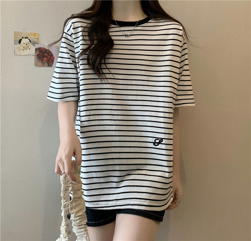 Damer Stribet Oversized T-Shirt Stilla
