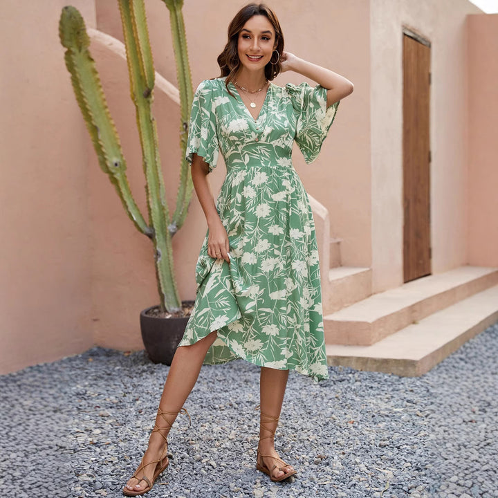 Dame Midikjole med blomsterdesign Stilla