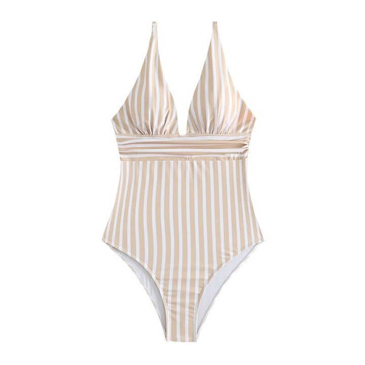 Dame stribet High-Cut én-delt badedragt Stilla