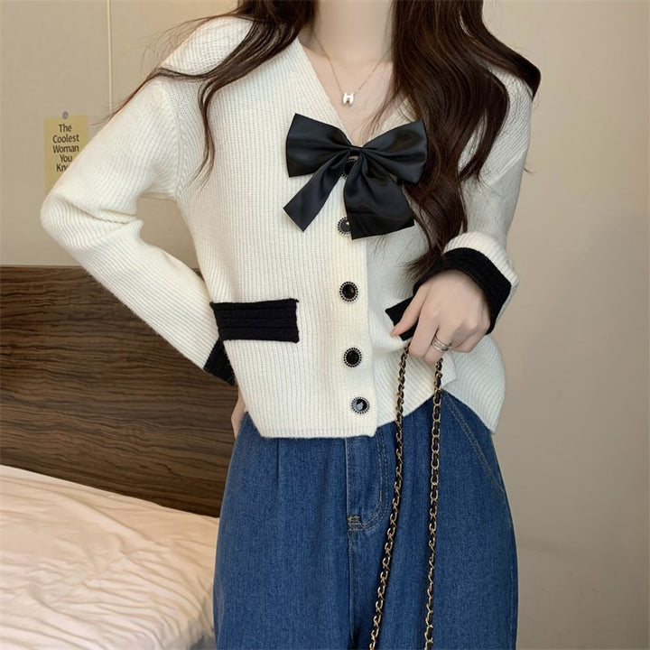 Femme Bow-Detail Strik-Cardigan Stilla