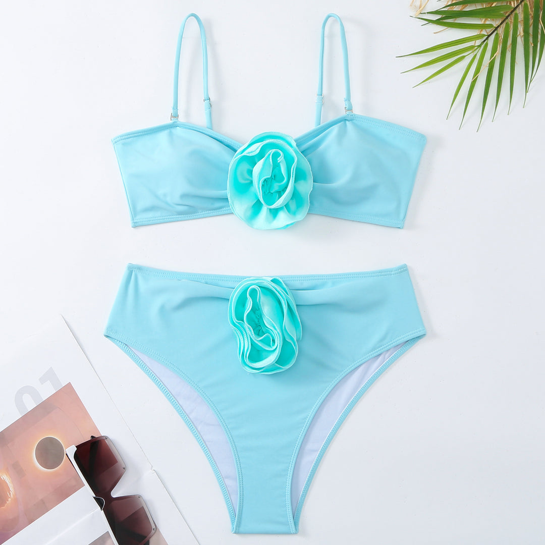 Dame bikini sæt med stilfuldt stribemønster og stilfuld rosen detalje Stilla