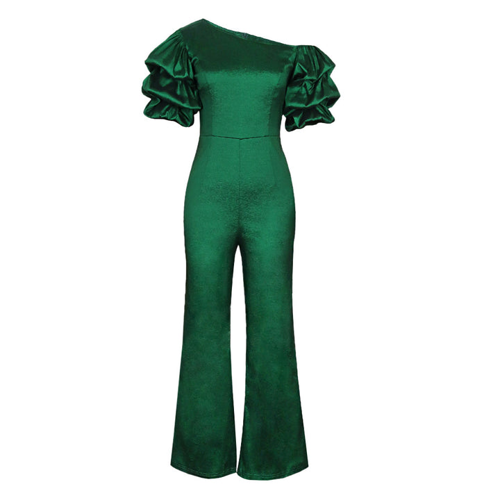 Damer Elegant Jumpsuit med asymmetriske pufærmer Skovae