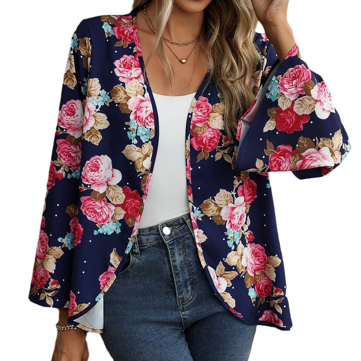 Damer Blomsterdesign Kimono-jakke med vidt udstyrede ærmer Stilla