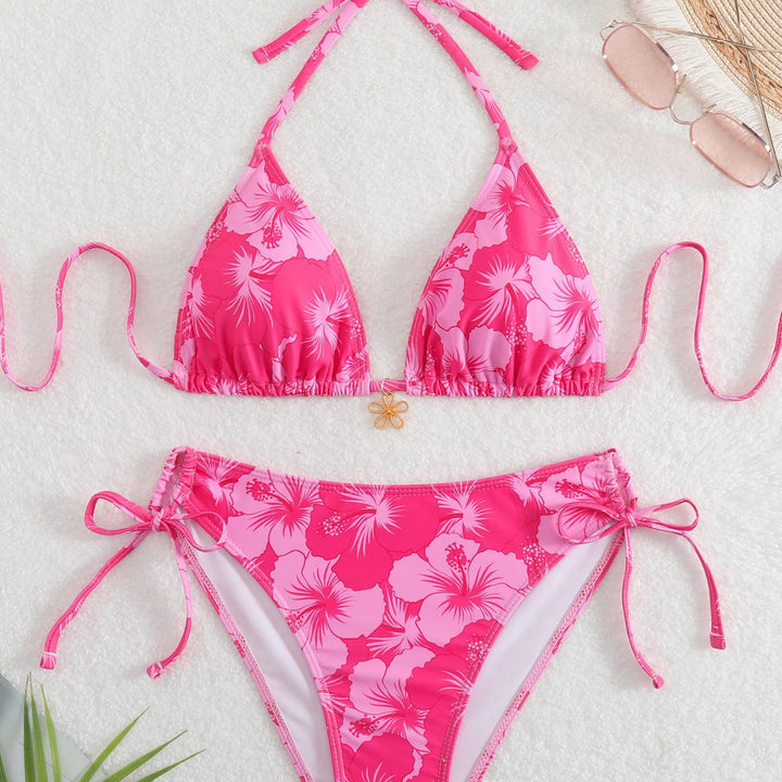 Dame Triangel-Bikini med legende blomsterdetaljer Skovae