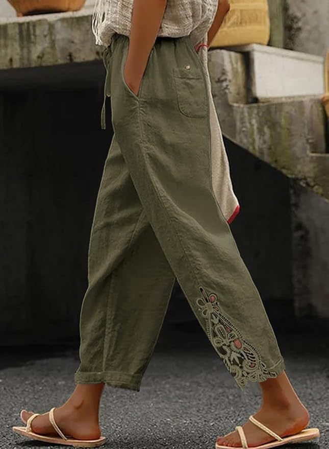 Dame Lettere og luftige sommerbukser i Boho-stil med broderi Skovae