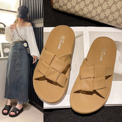 Dame Trendy Slide-Sandaler med dekorativt Sløjfe-Design og komfortabel Såle Stilla
