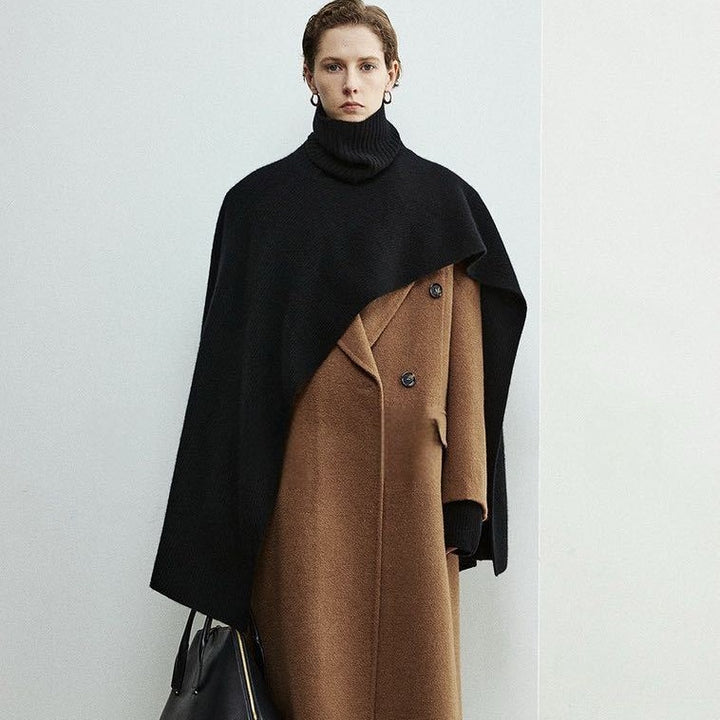 Dame elegant og moderne poncho med ekstra stor krave Stilla