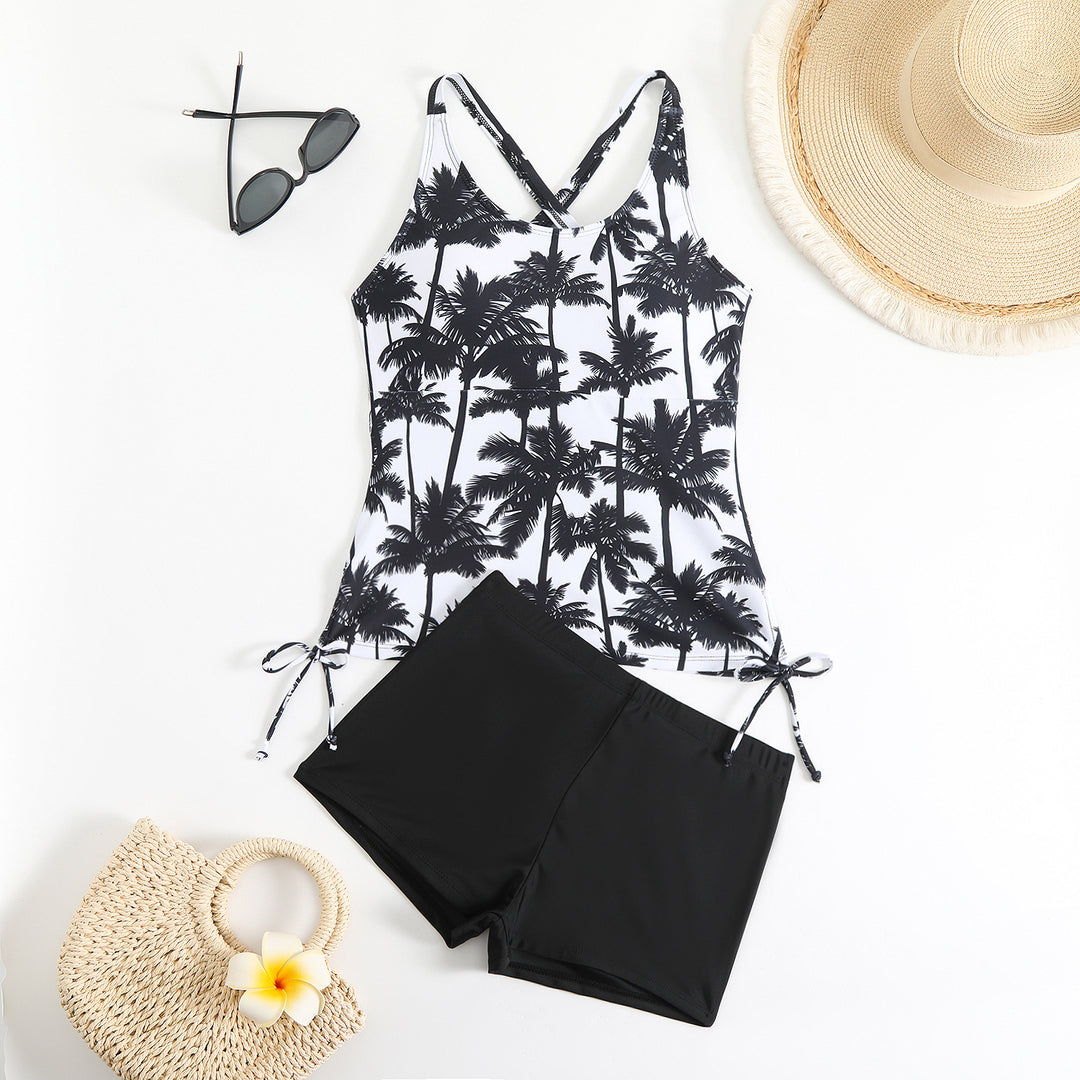 Dame Tankini sæt med blomsterdesign og justerbare stropper Skovae