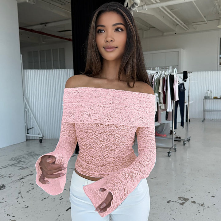 Dame spidstop med off-shoulder design og bredt udfoldede ærmer Stilla