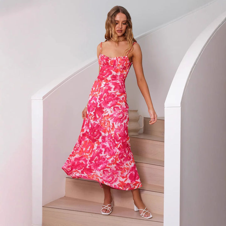 Dame Floral Print Maxi Kjole Stilla