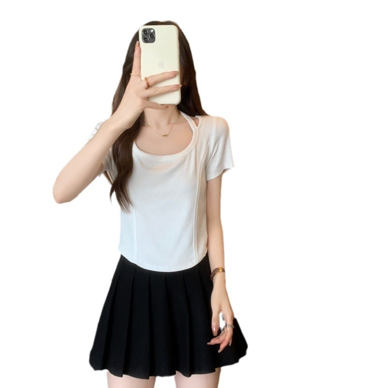 Femme Cropped Flatterende Tekstureret Top Stilla