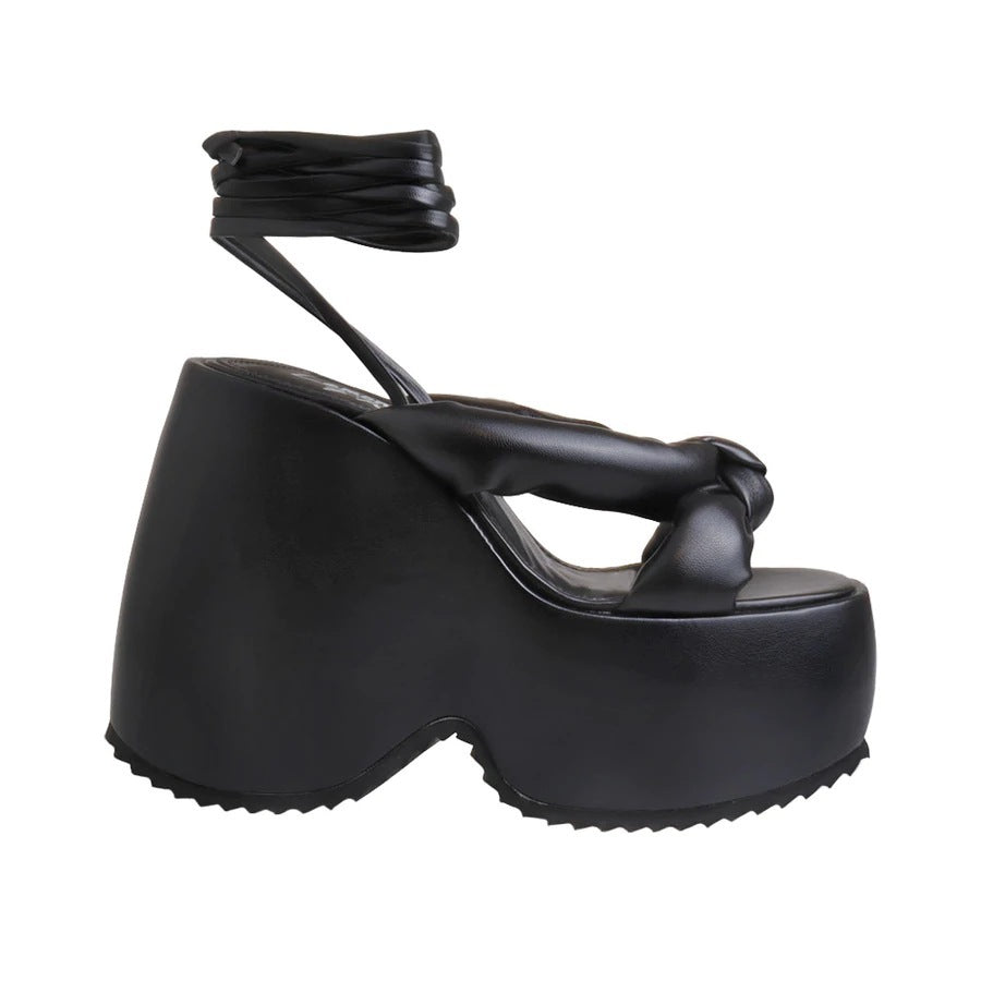 Dame Chunky Plattform Ankelvinklet Sandaler med Knude Detalje Stilla
