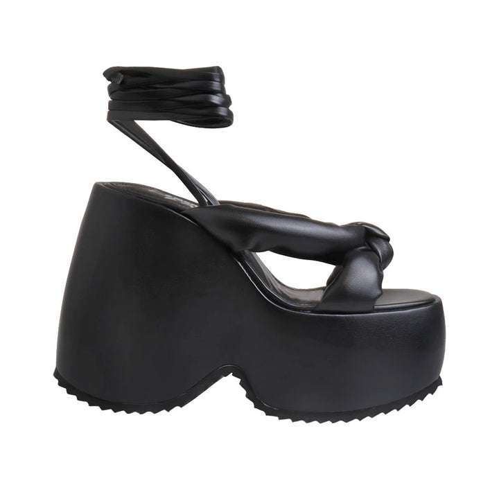 Dame Chunky Plattform Ankelvinklet Sandaler med Knude Detalje Stilla