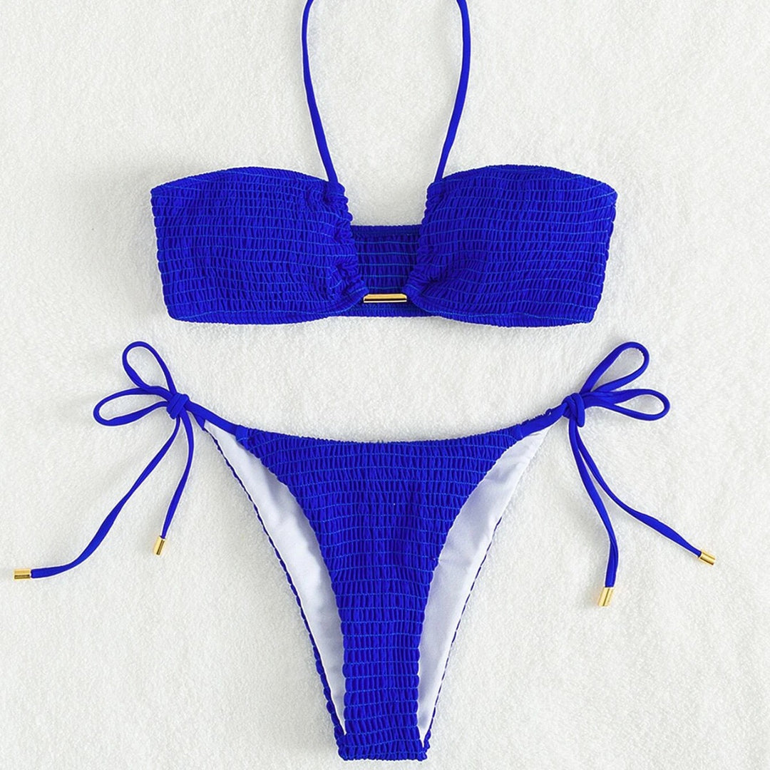 Dame Bandeau-Bikini med justerbare stropper og rynker Stilla