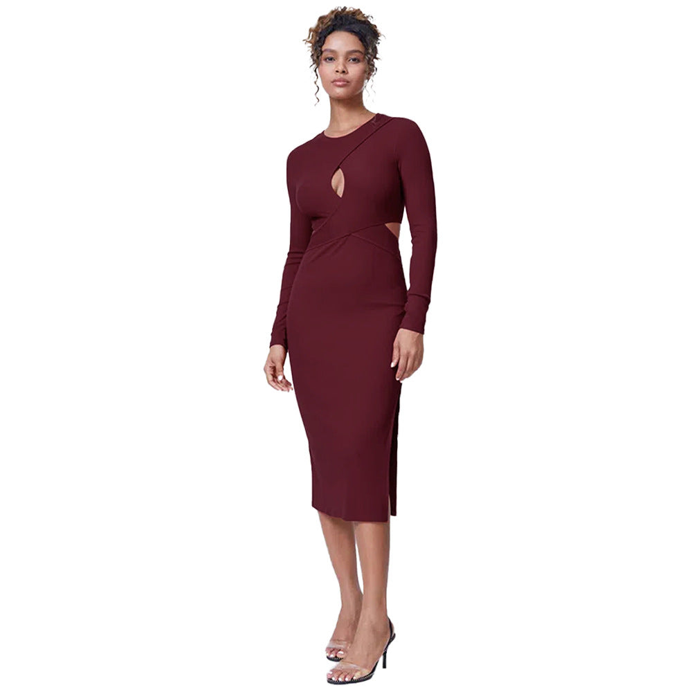 Kvinder elegant midi kjole med figursyede udskæringsdetaljer Stilla