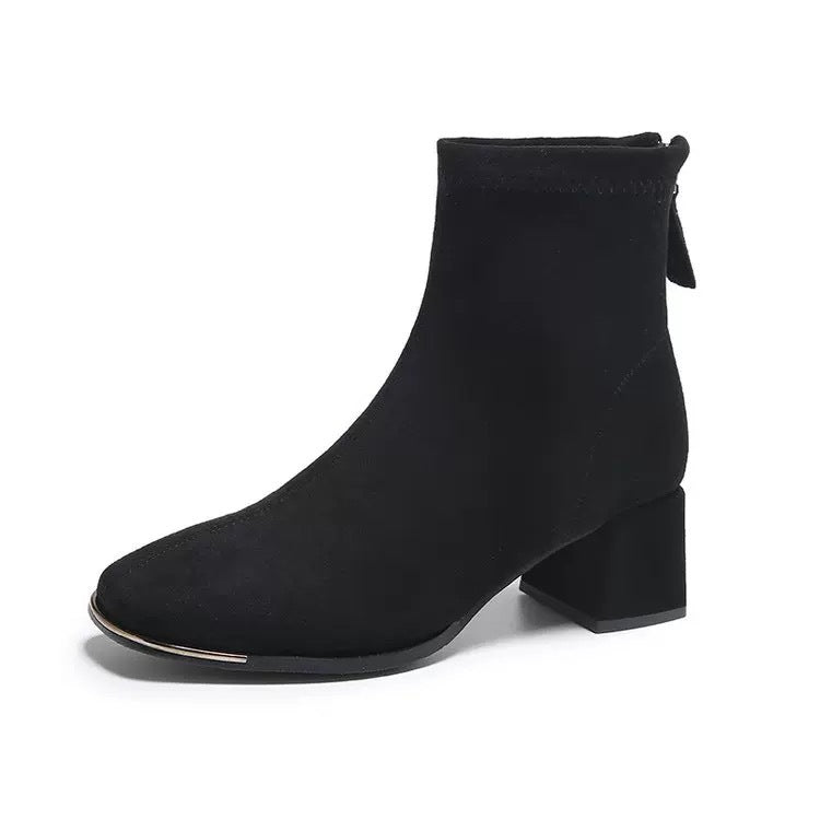 Dame Chunky Heel Spidse Tå Ankel Støvler Stilla