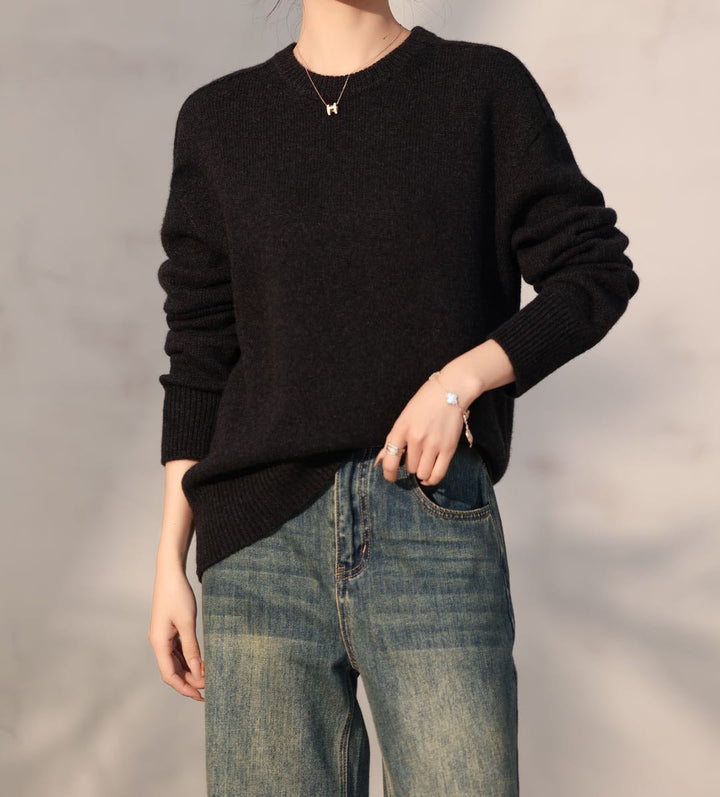 Femme Klassisk Strikpullover Stilla