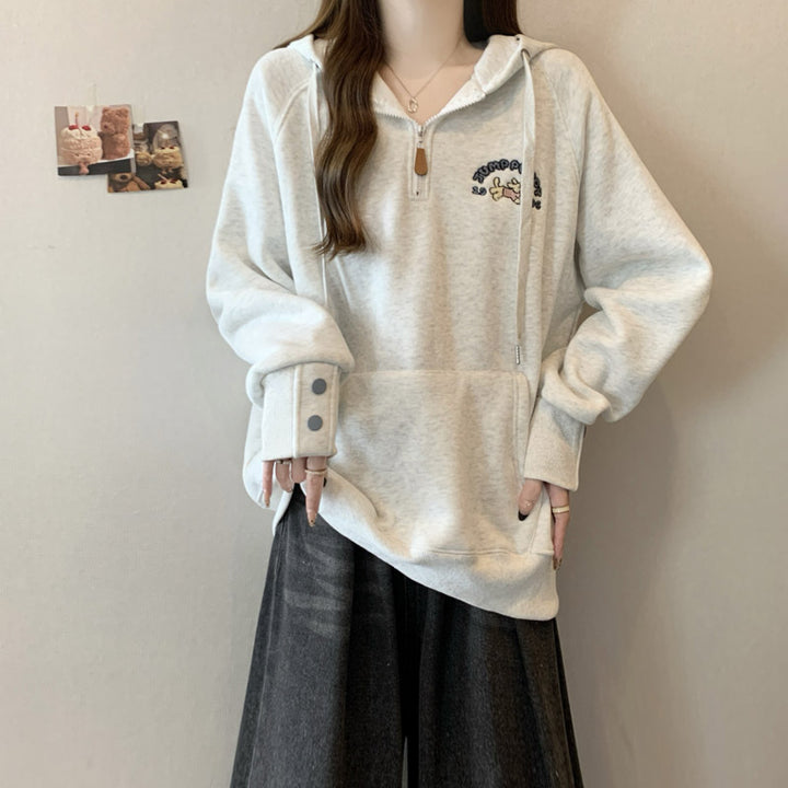 Femme Stilfuld Halv-Zipper Trøje Hoodie Stilla