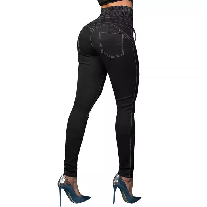 Dame High-Waist Jeans med snøring og tætsiddende snit Stilla