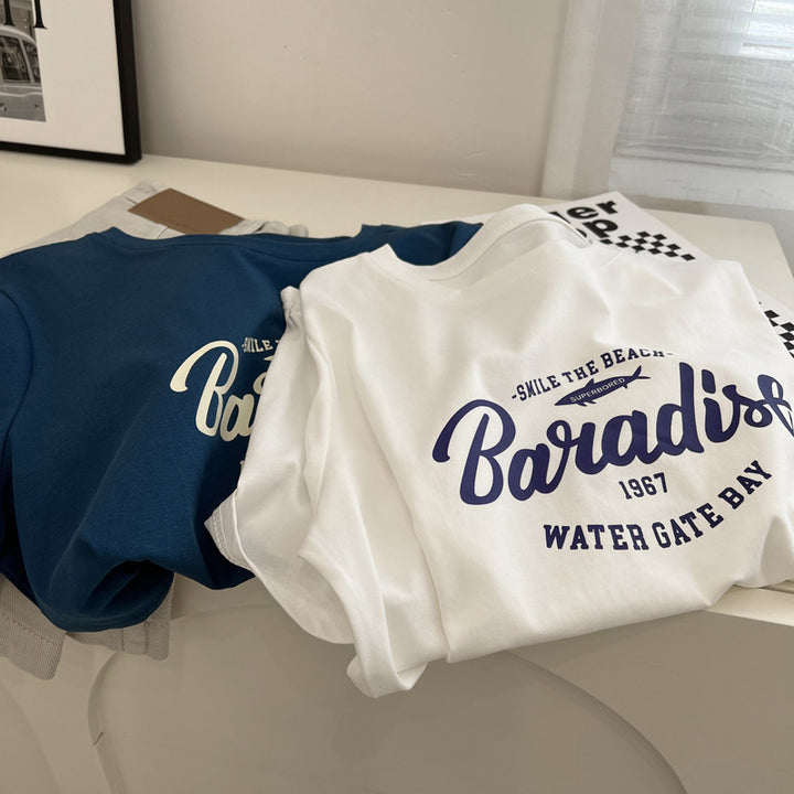 Dame T-shirt med begrundet Paradise-tryk og løs pasform Stilla