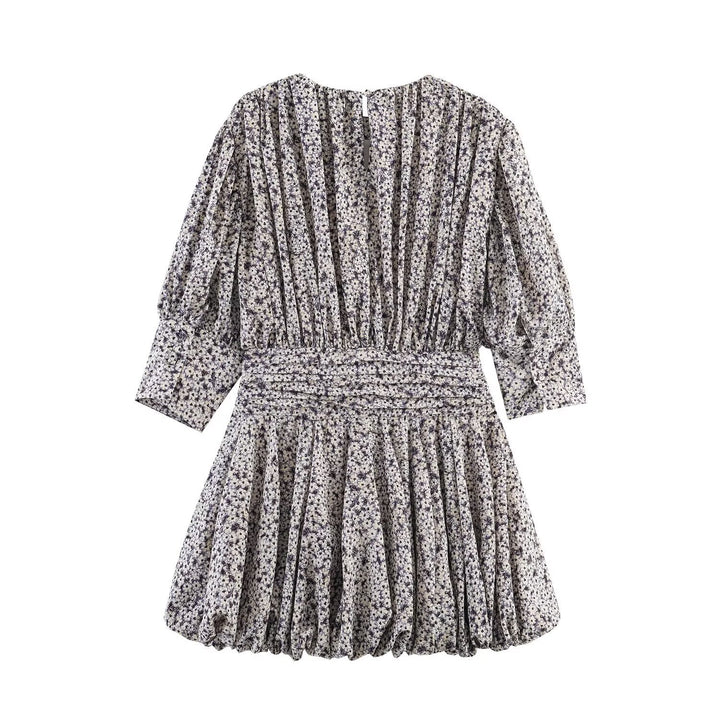 Dame Kort Ruffled kjole med elastisk taljebånd og voluminøst skirt Skovae