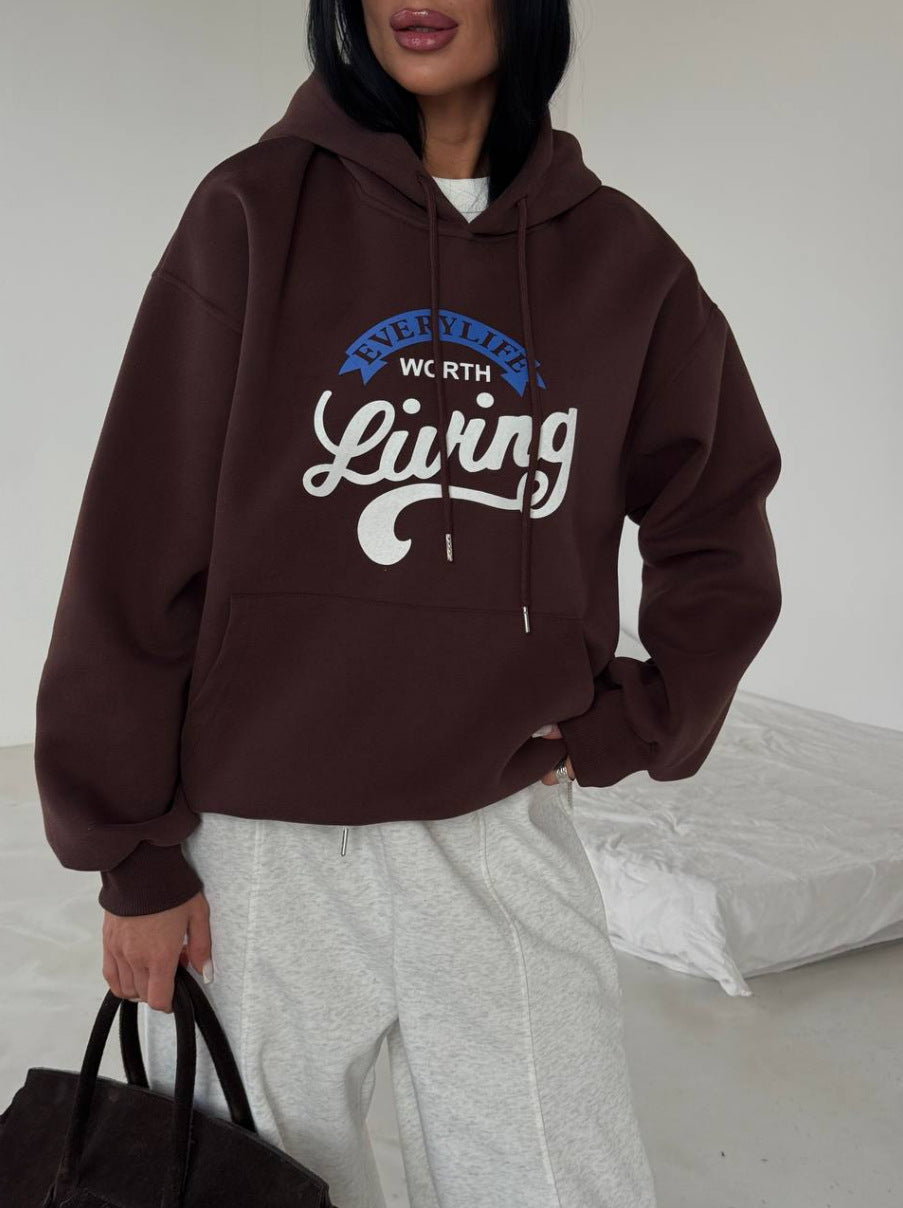 Kvinders afslappede hoodie med originalt print og oversized pasform Stilla