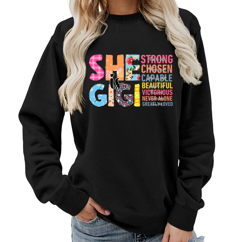 Kvinders sweatshirt med inspirerende tekstdesign Stilla