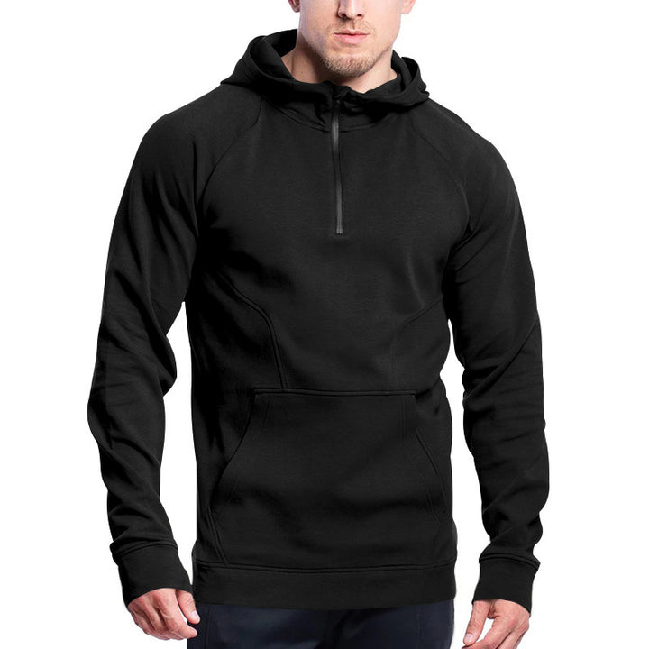 Herrer sports sweatshirts med halv lynlås og kængurulomme Stilla