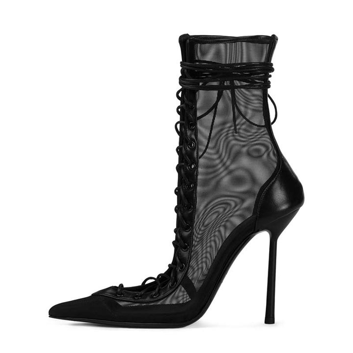 Femme Snørebånd-Høj-Stiletto-Støvler med skulpturelt design Stilla
