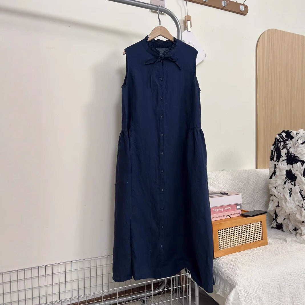 Dame Elegant Ærmeløst Midi-Kjole med Flæsekanter Stilla