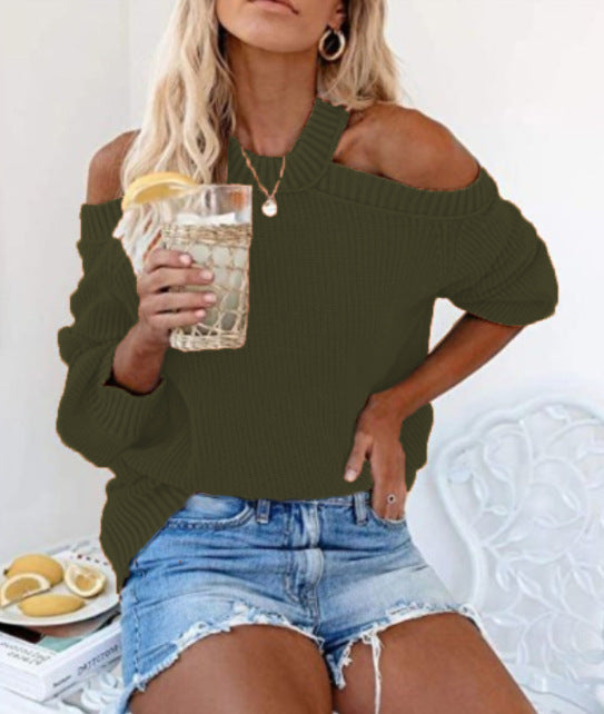 Dame Oversized Strikpullover med skulderfri design og afslappet stil Stilla
