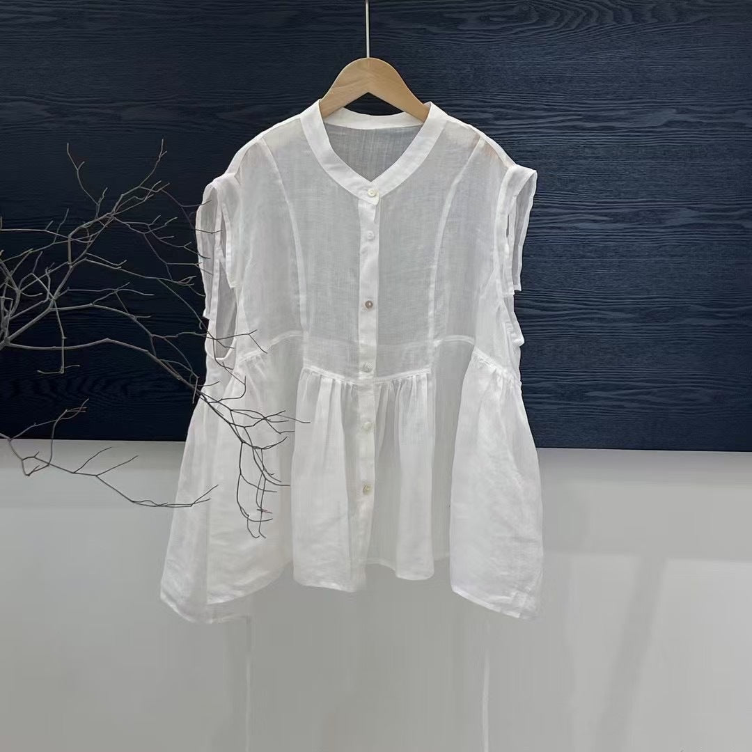 Femme Elegante Rüschen top med knapper Stilla