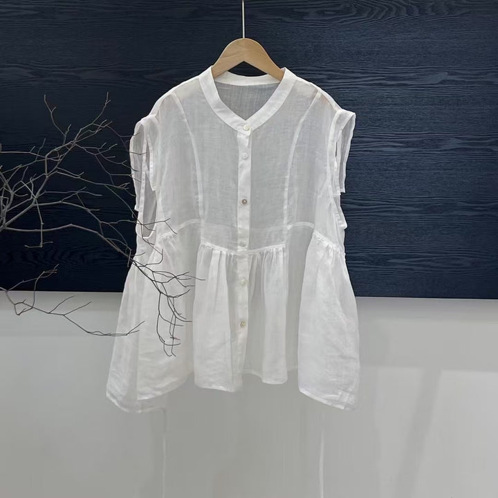 Femme Elegante Rüschen top med knapper Stilla