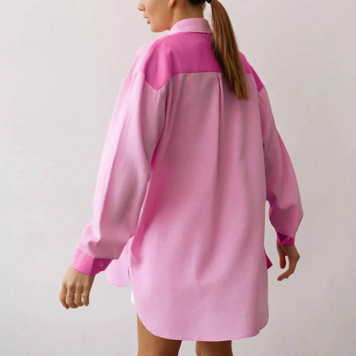Dame Oversized Bluse med farvede blokdetaljer og moderne pasform Stilla