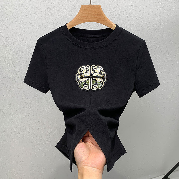 Dame T-shirt med kunstnerisk dekorerede detaljer Stilla
