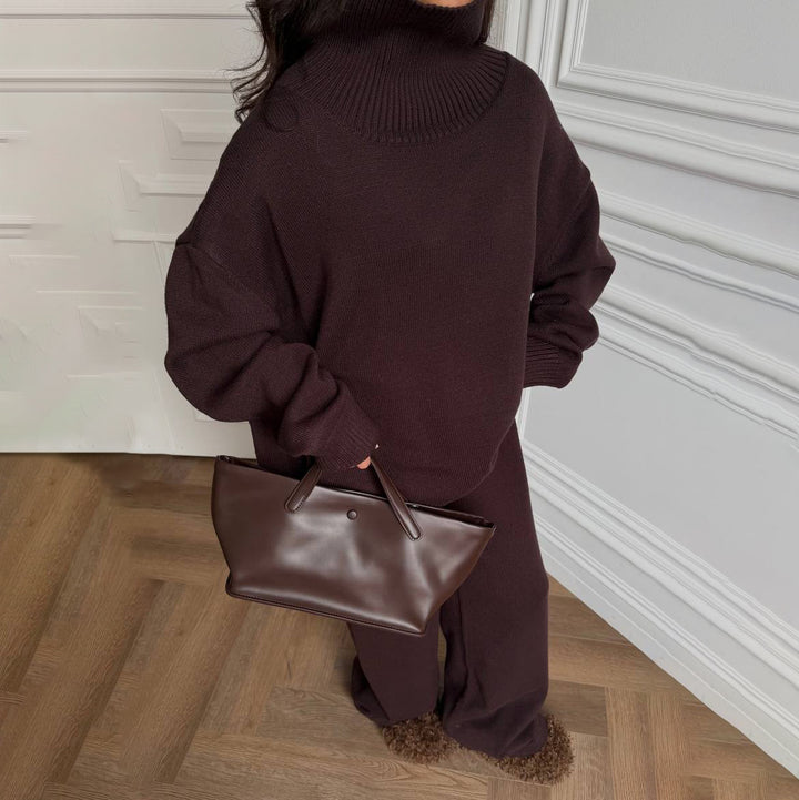 Kvinders Oversized Strik Sweater med Høj Krave Stilla