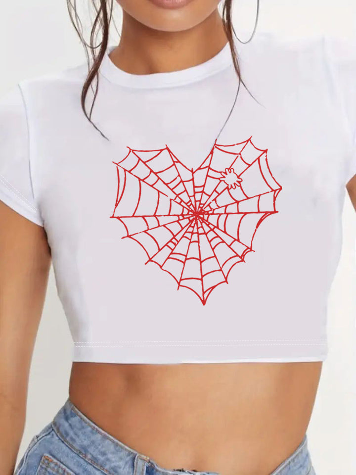 Dame Crop-Top med innovativt edderkopp-net design Skovae